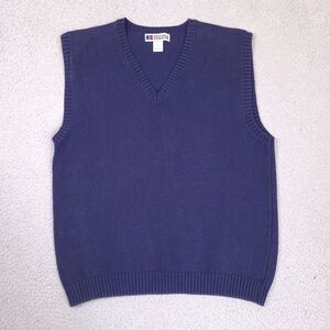 Vintage Russell Athletic Sweater‎ Vest Mens Large Blue Made In USA Preppy Cotton